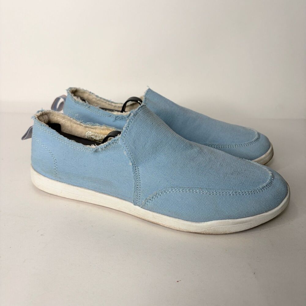 Vionic Beach Malibu Canvas Blue White Casual Slip On Nautical Women Size 9